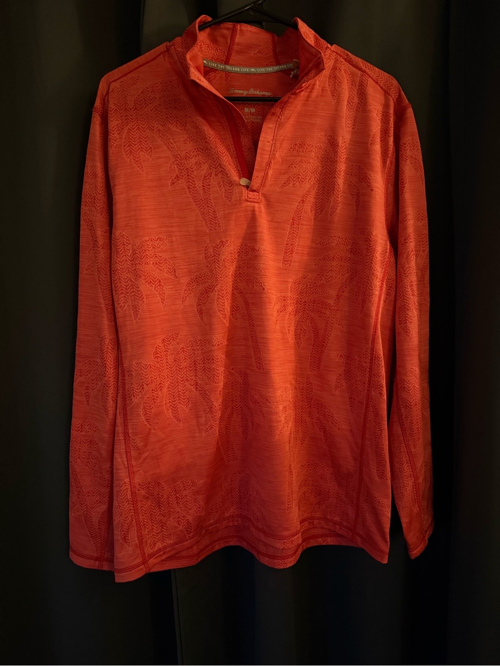 Tommy Bahama Men’s Long-Sleeve Orange Pullover Shirt